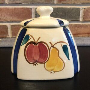 VTG Purinton Pottery Fruit Ceramic Fruit Motif Jar W/Lid Apple Pear